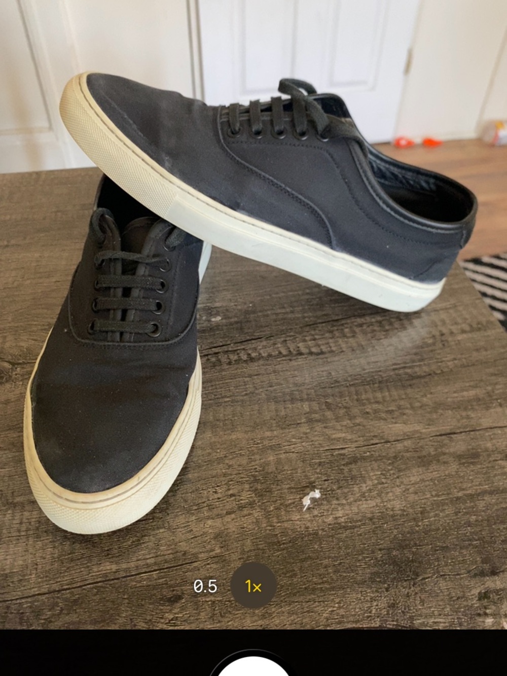 KOIO Black Low-Top Canvas Sneakers with White Sole